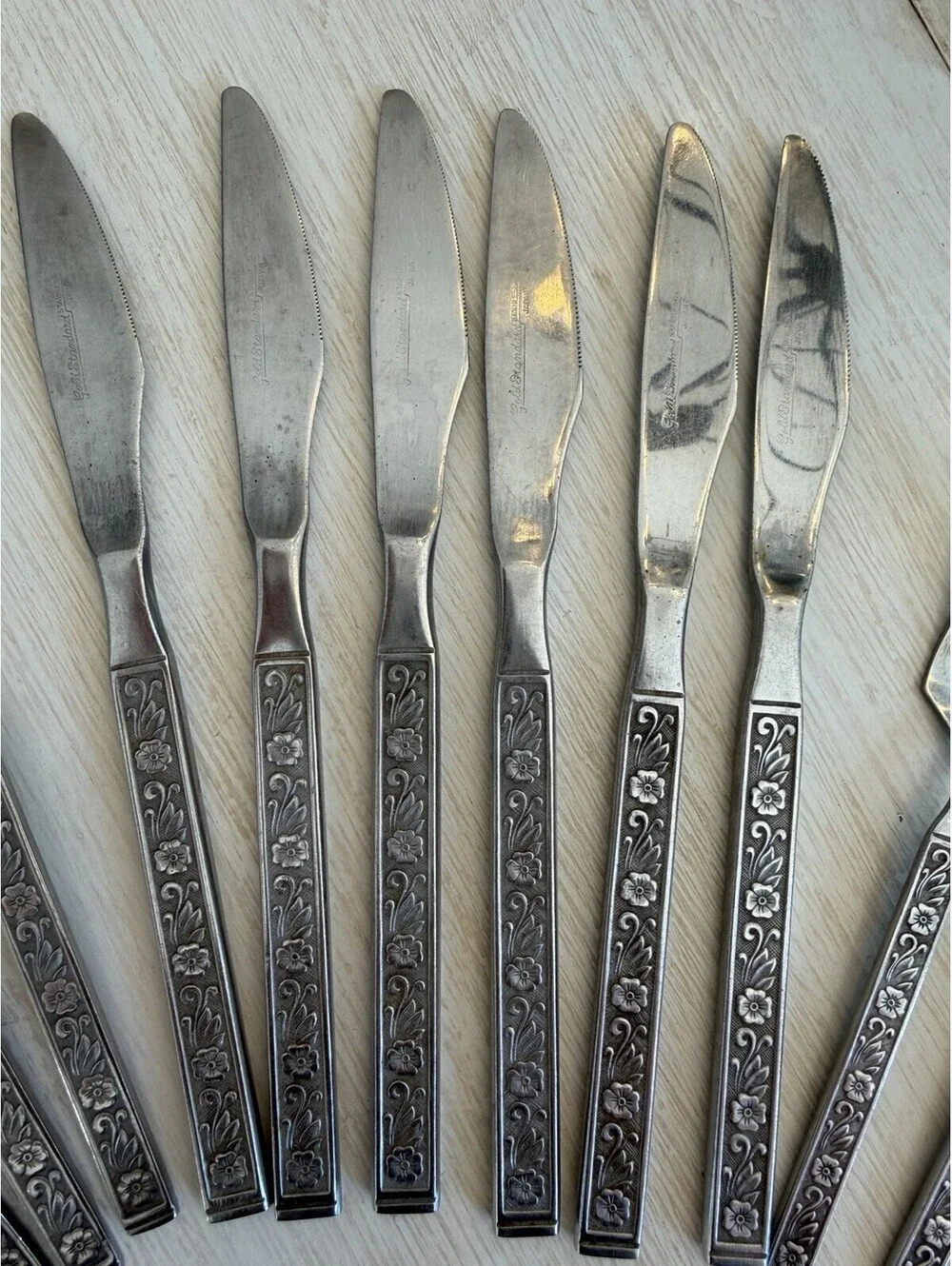 Gold Standard Night Blossom Stainless Flatware Lot Of 19 Japan